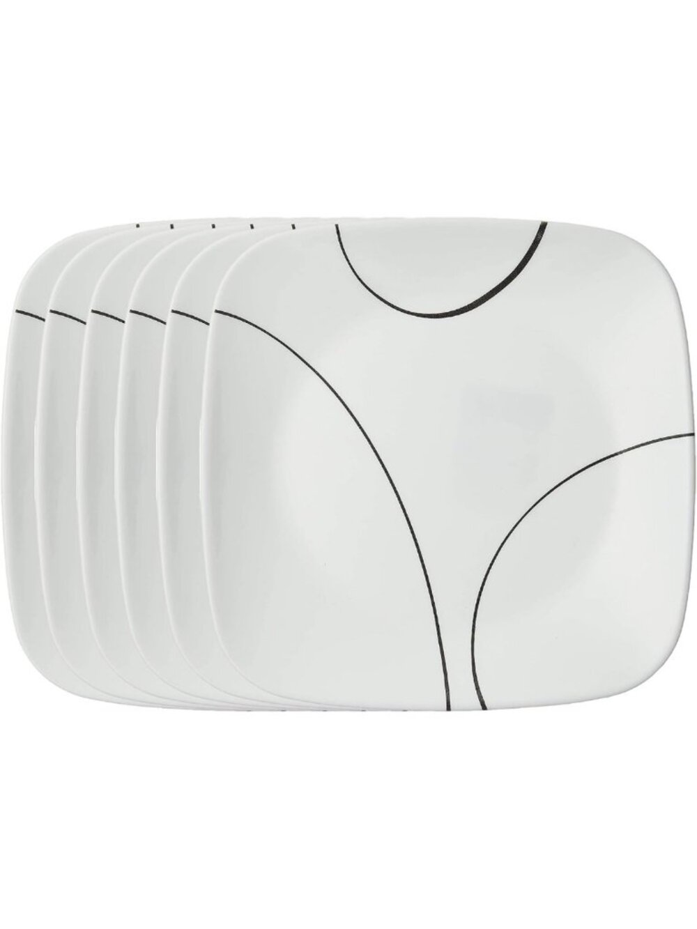 Lightweight 6-Piece Square Salad Plate Set, Chip Resistant Triple Layer Glass